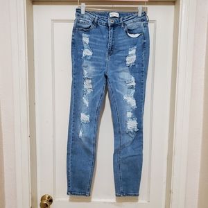 Wax high rise skinny ripped jeans